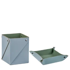 Vide poche e set di scatole miu in pelle azzurro cielo e eucalipto