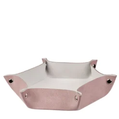 Videpoche in pelle rosa cenere e oyster