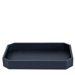 Vide-poche media Del Monte in legno e pelle blu Capri