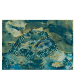 When the Mountain Washed Ashore Blu Pittura Astratta su Carta