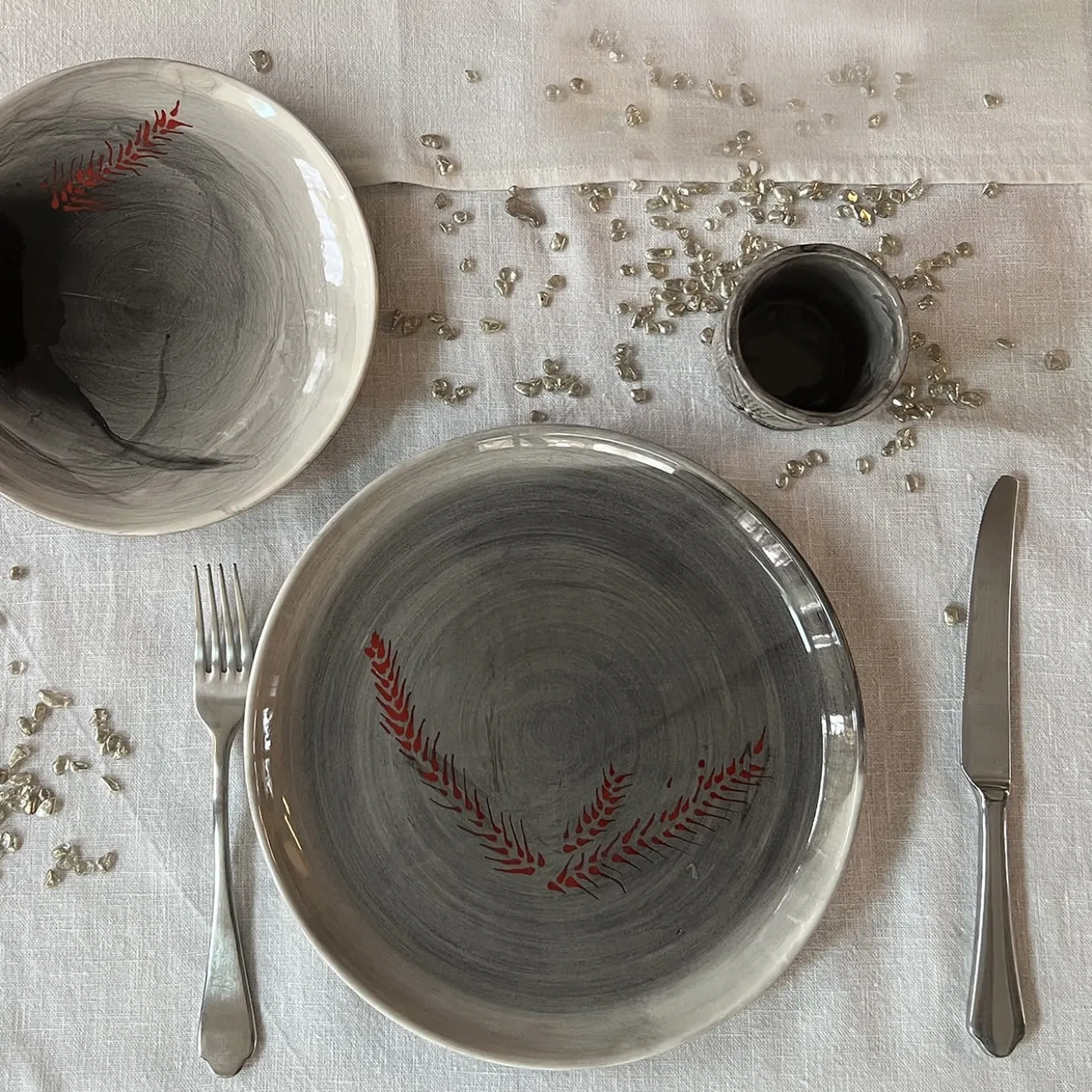 Xmas Gio Piatto da pranzo rotondo nero e rosso #6