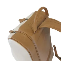 Zaino in pelle bianco e beige per tennis, padel e pickleball