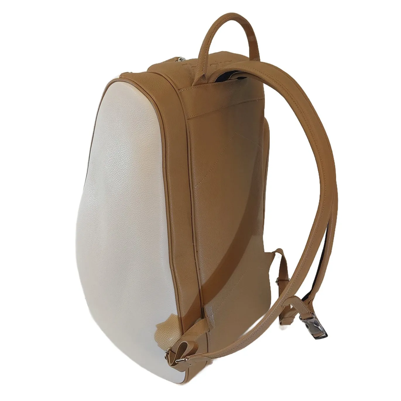 Zaino in pelle bianco e beige per tennis, padel e pickleball