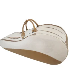 Zaino in Pelle Bianco e Beige per Racchette da Tennis