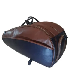 Zaino sportivo da Tennis in pelle marrone e blu