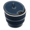 Zuccheriera blu in ecopelle con inserti in corda