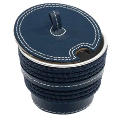 Zuccheriera blu in ecopelle con inserti in corda