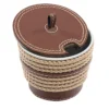 Zuccheriera in ecopelle beige con inserti in corda